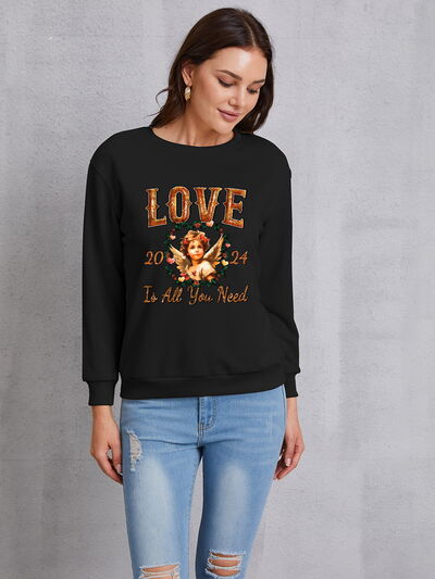 swvws LOVE IS ALL YOU NEED Round Neck Sweatshirt