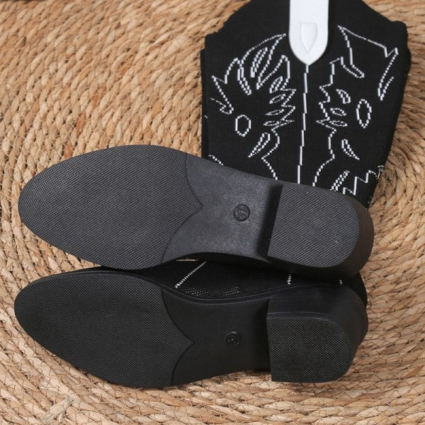 swvws - Black Casual Embroidered Patchwork Pointed Comfortable Out Door Shoes