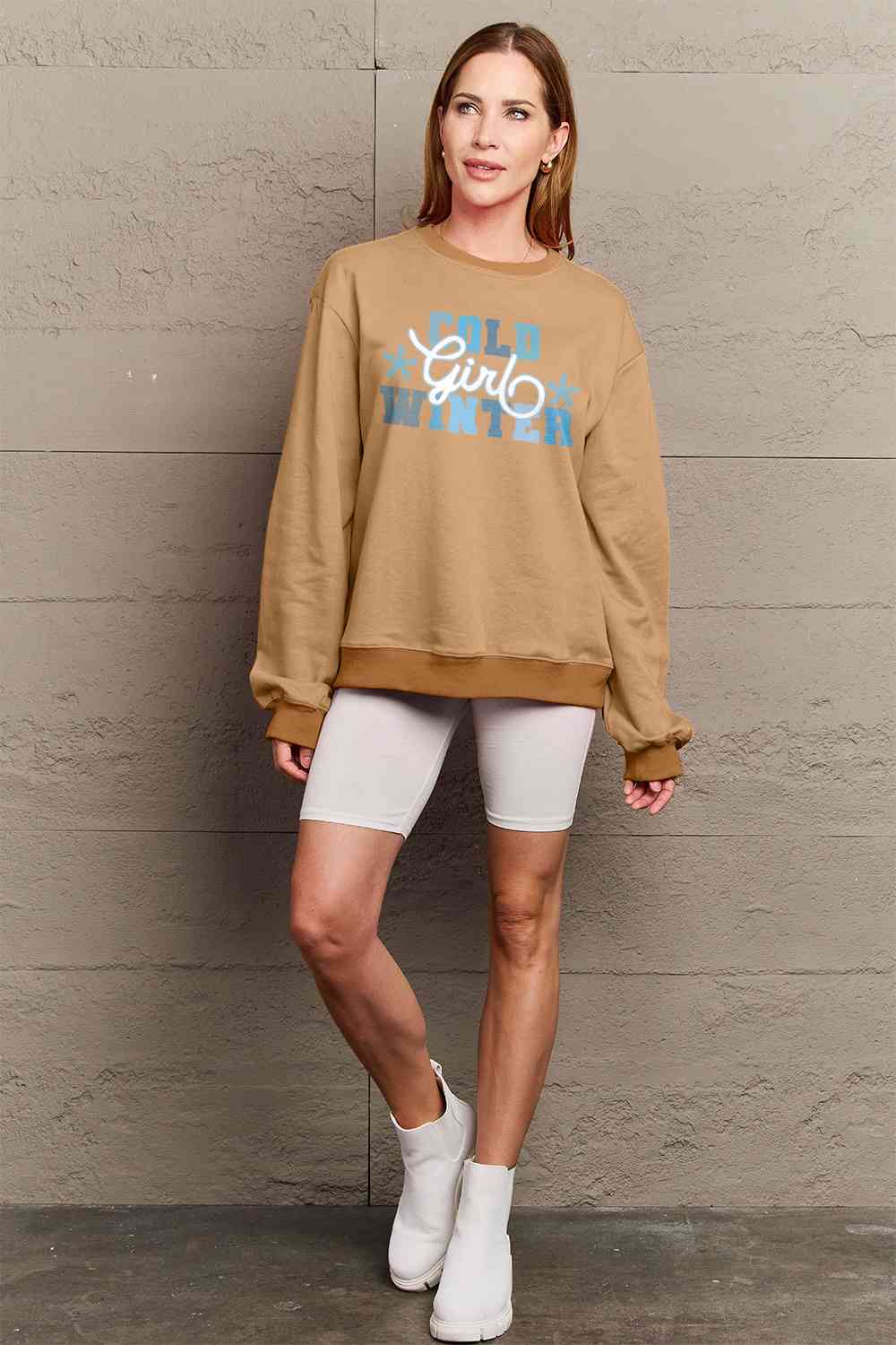 swvws Simply Love Full Size COLD WINTER Graphic Long Sleeve Sweatshirt