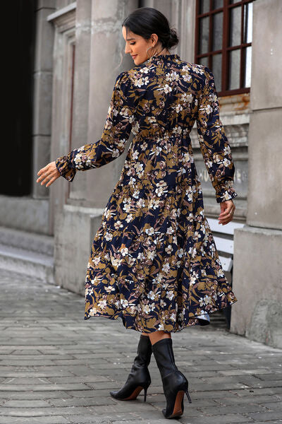 swvws Floral Flounce Sleeve Tiered Dress