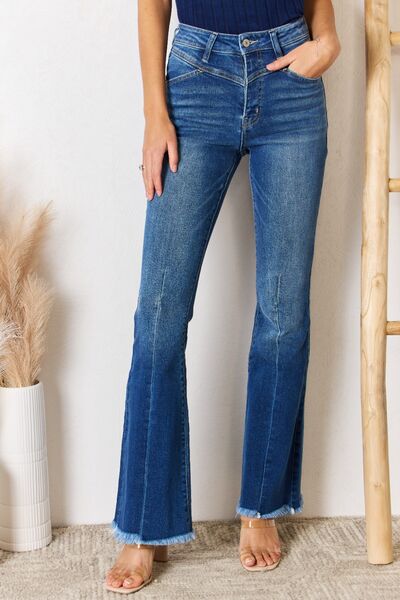 swvws Kancan High Rise Raw Hem Flare Jeans