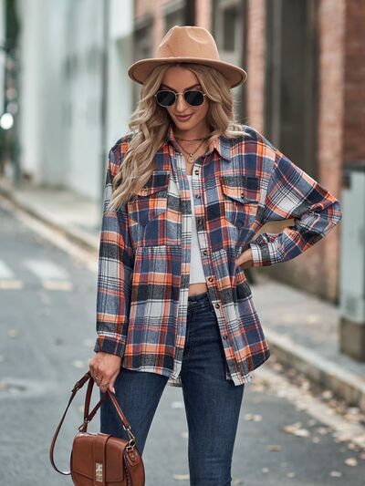 swvws Plaid Button Up Dropped Shoulder Shirt