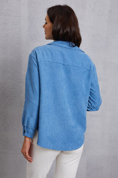 swvws Pocketed Button Up Dropped Shoulder Jacket