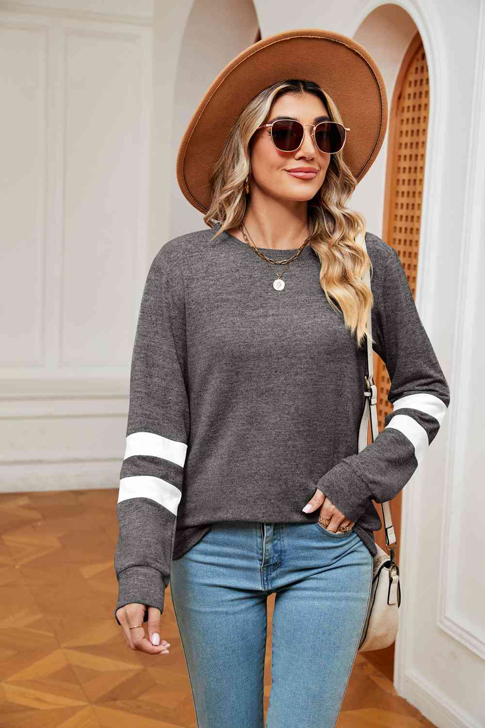 swvws Round Neck Long Sleeve Top