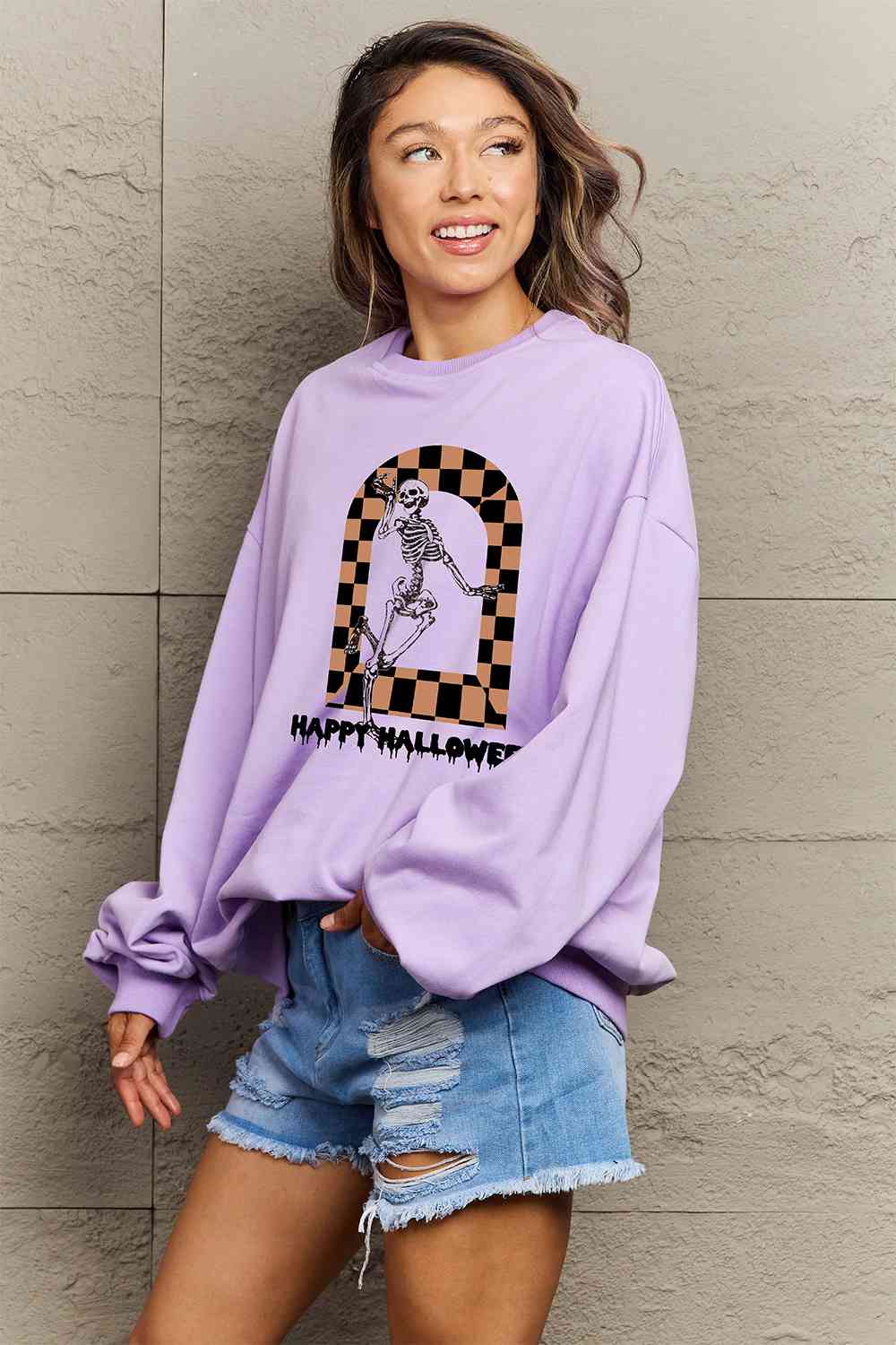 swvws Simply Love Full Size HAPPY HALLOWEEN Graphic Sweatshirt