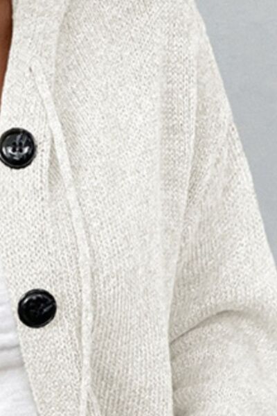 swvws Drawstring Button Up Hooded Cardigan