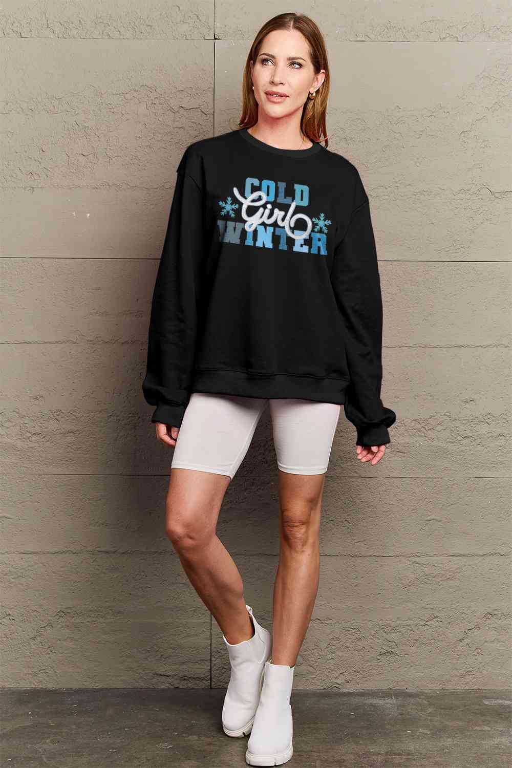 swvws Simply Love Full Size COLD WINTER Graphic Long Sleeve Sweatshirt