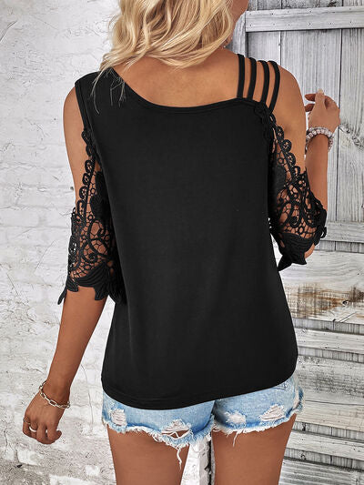 swvws Lace Detail Cold Shoulder Blouse