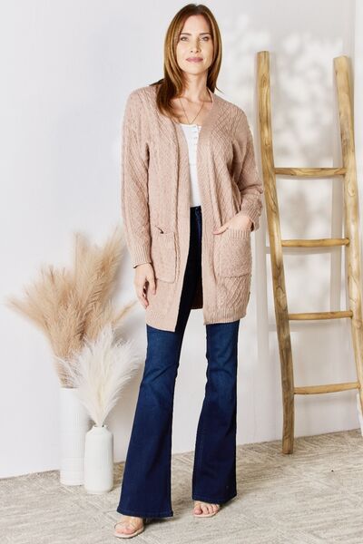 swvws Hailey & Co Full Size Cable-Knit Pocketed Cardigan