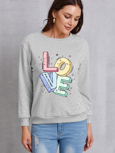 swvws LOVE Round Neck Long Sleeve Sweatshirt