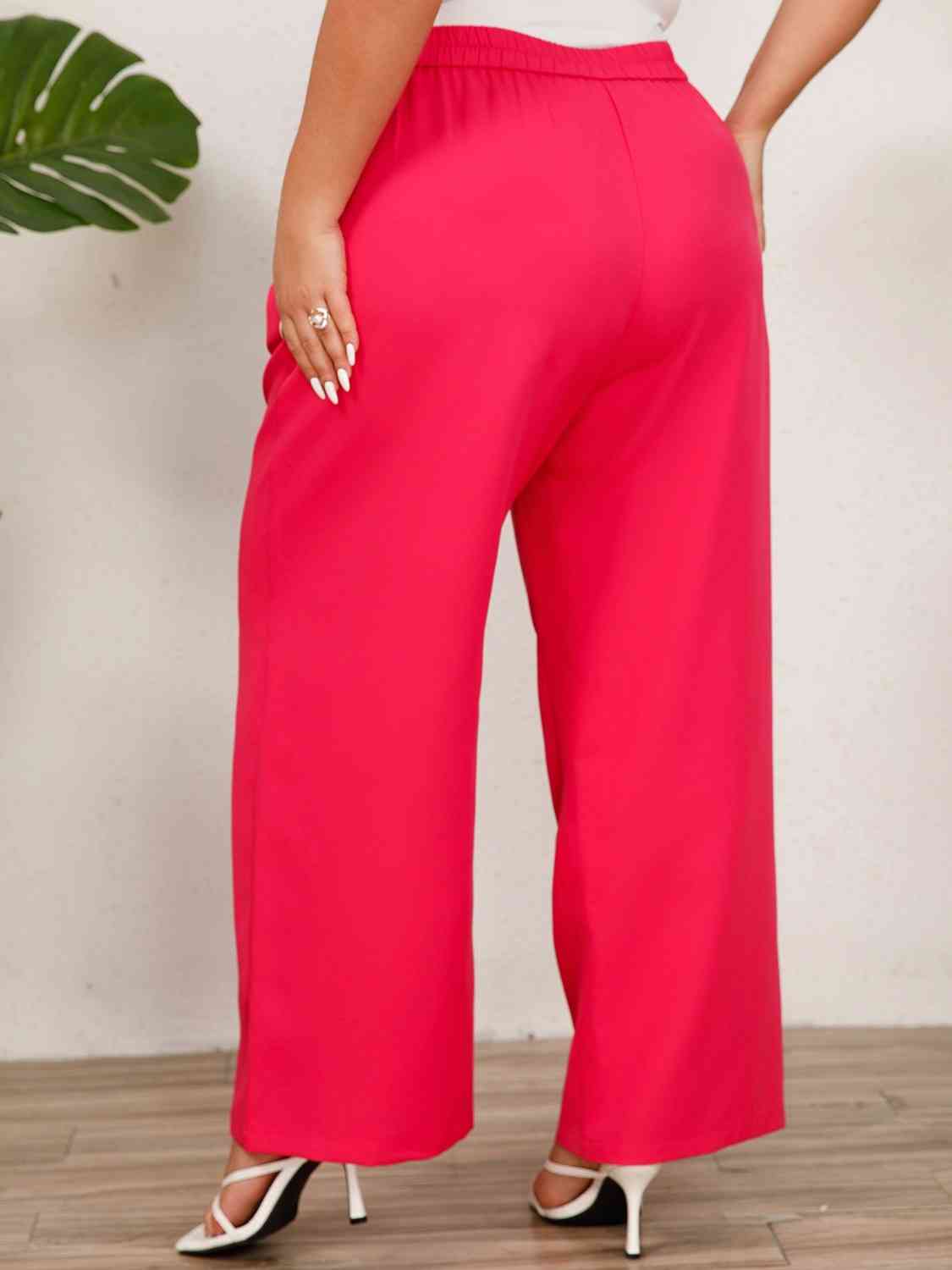 swvws Plus Size Wide Leg Pants with Pockets