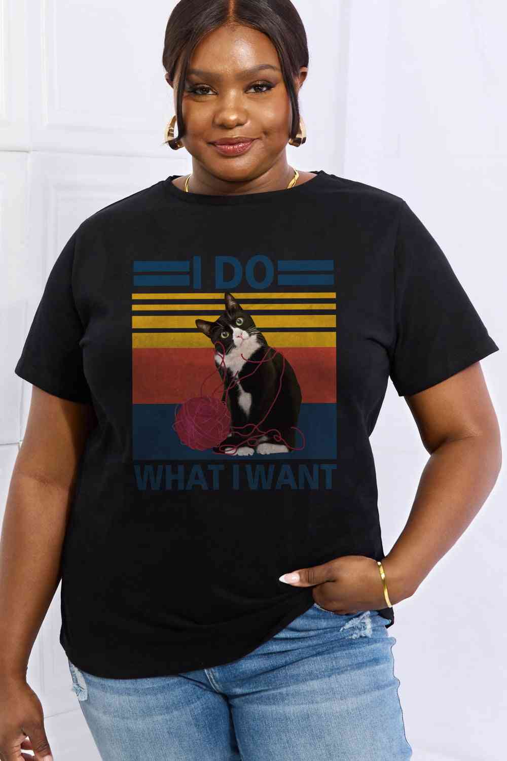 swvws Simply Love Full Size I DO WHAT I WANT Graphic Cotton Tee