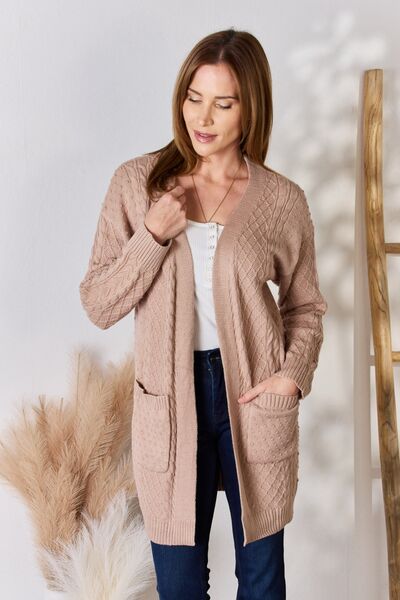 swvws Hailey & Co Full Size Cable-Knit Pocketed Cardigan