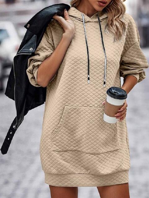 swvws Textured Drawstring Tunic Hoodie