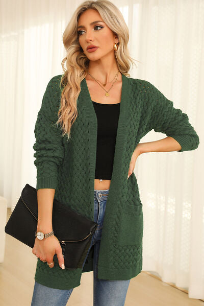 swvws Open Front Dropped Shoulder Cardigan with Pockets