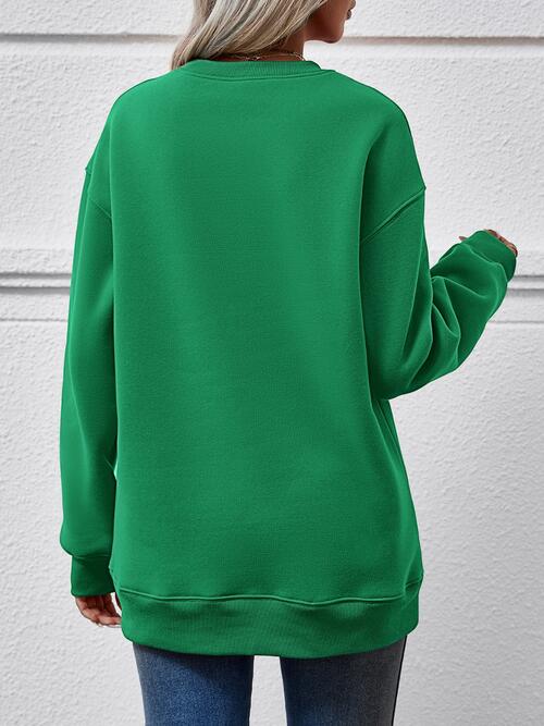 swvws Letter Graphic Round Neck Long Sleeve Sweatshirt