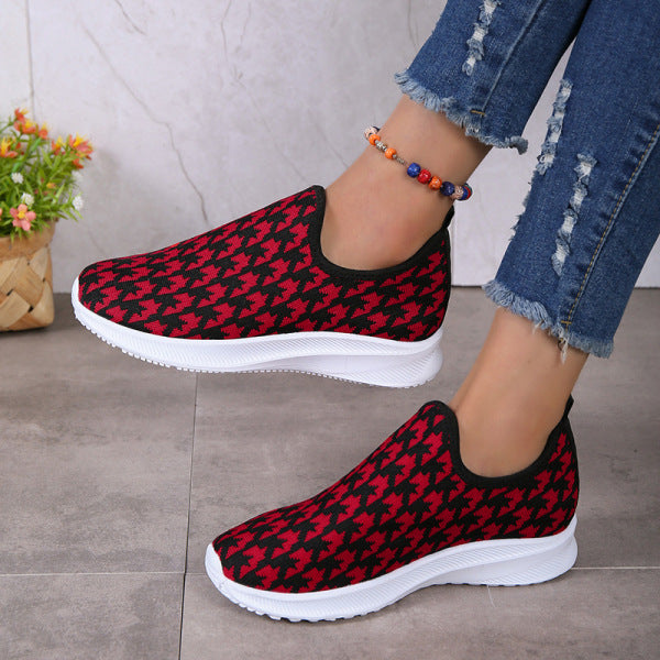 swvws - Red Casual Patchwork Round Comfortable Shoes