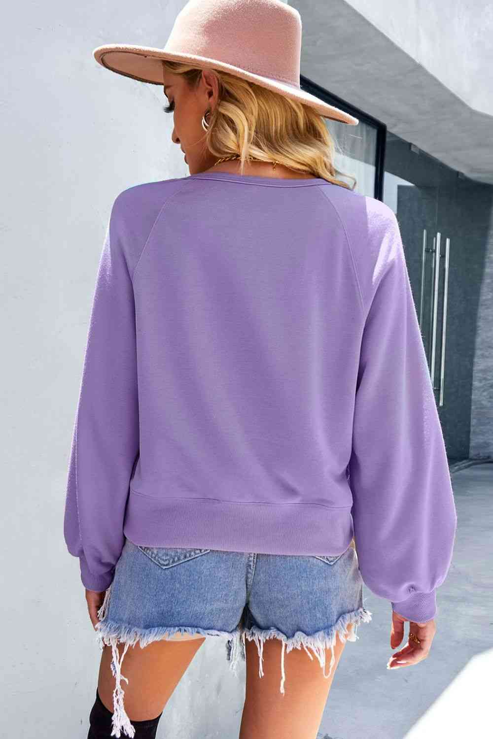 swvws Balloon Sleeve Henley Sweatshirt