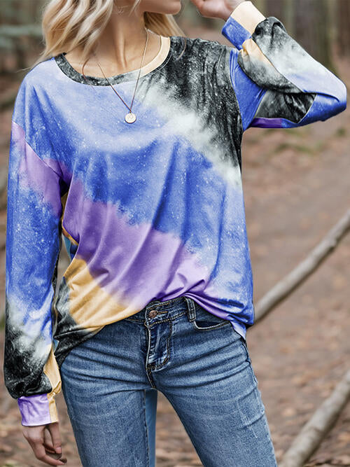 swvws Printed Round Neck Long Sleeve T-Shirt