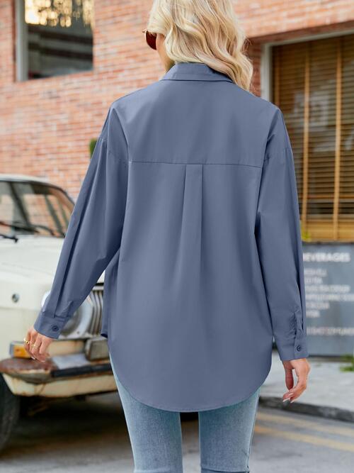 swvws Button Up Collared Neck Long Sleeve Shirt