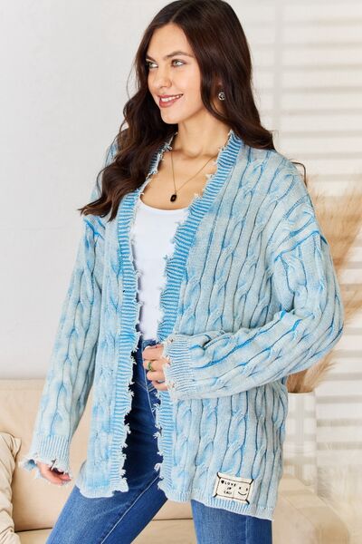 swvws POL Cable-Knit Open Front Sweater Cardigan