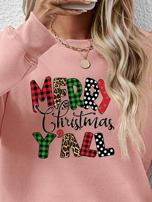 swvws Letter Graphic Round Neck Long Sleeve Sweatshirt