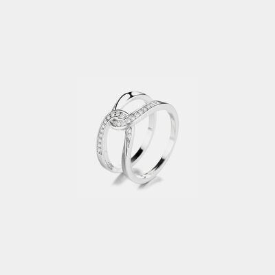 swvws Twisted Inlaid Zircon Double-layered Ring