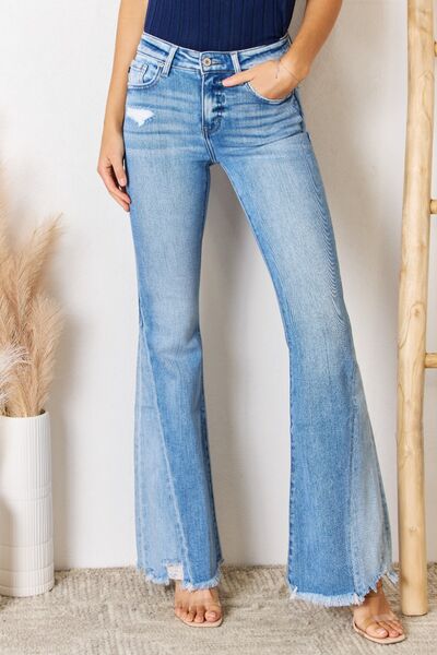 swvws Kancan Mid Rise Raw Hem Flare Jeans