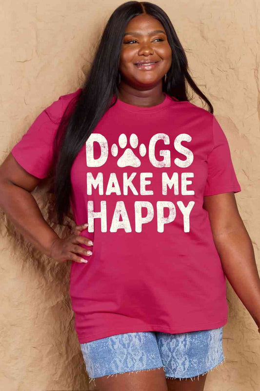 swvws Simply Love Full Size DOGS MAKE ME HAPPY Graphic Cotton T-Shirt