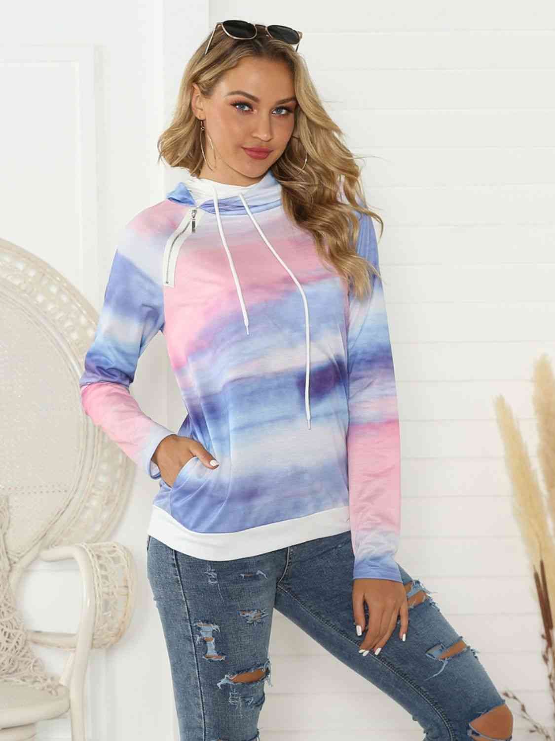 swvws Full Size Tie-Dye Long Sleeve Hoodie