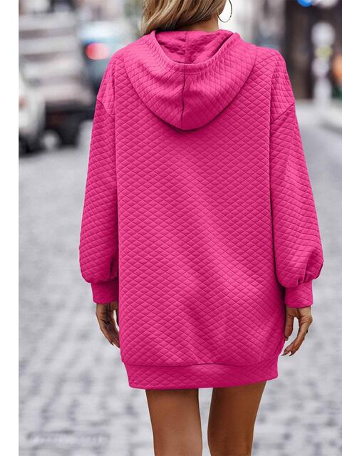 swvws Textured Drawstring Tunic Hoodie