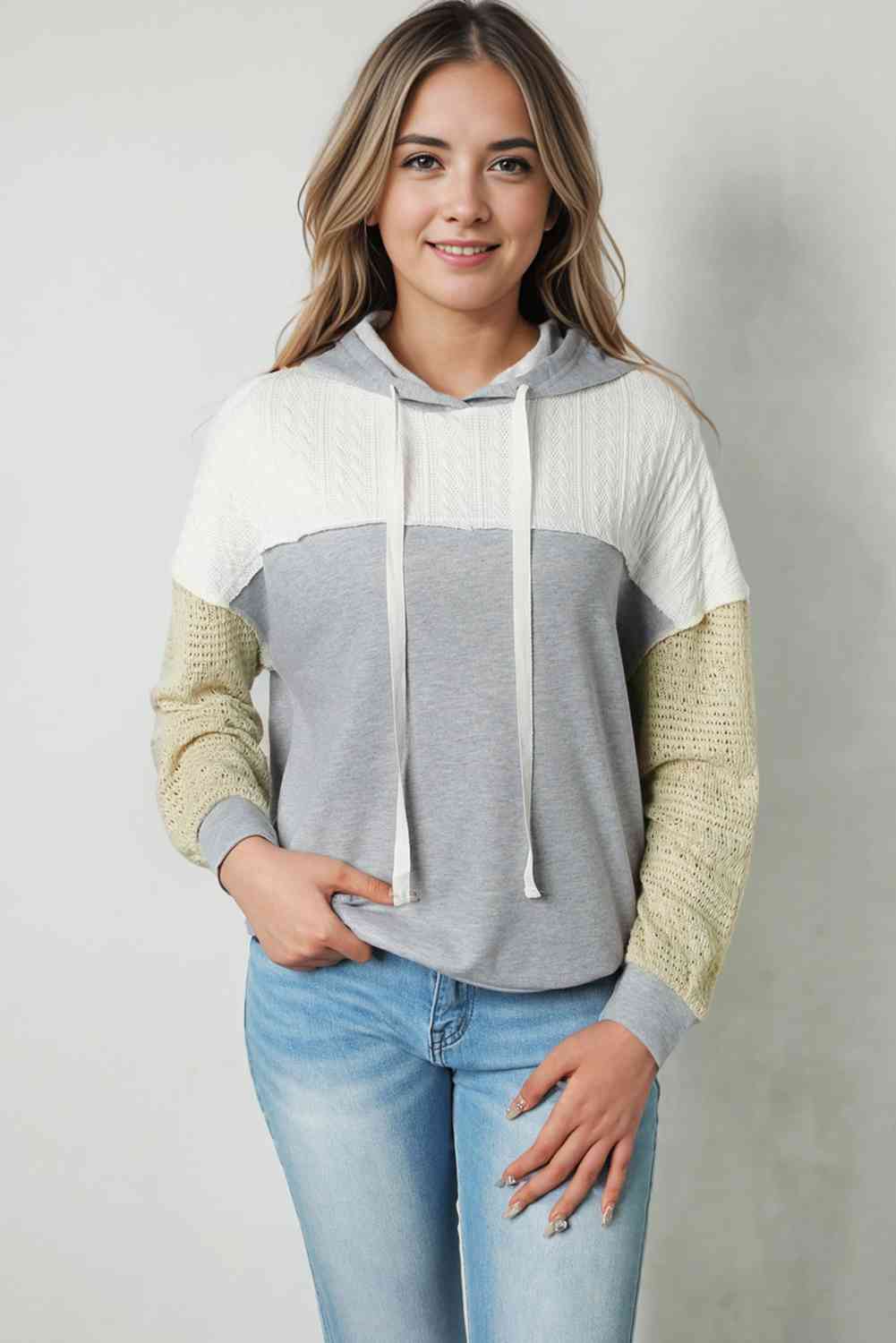 swvws Splicing Drawstring Sweatshirt