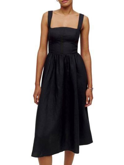 swvws Square Neck Wide Strap Midi Dress