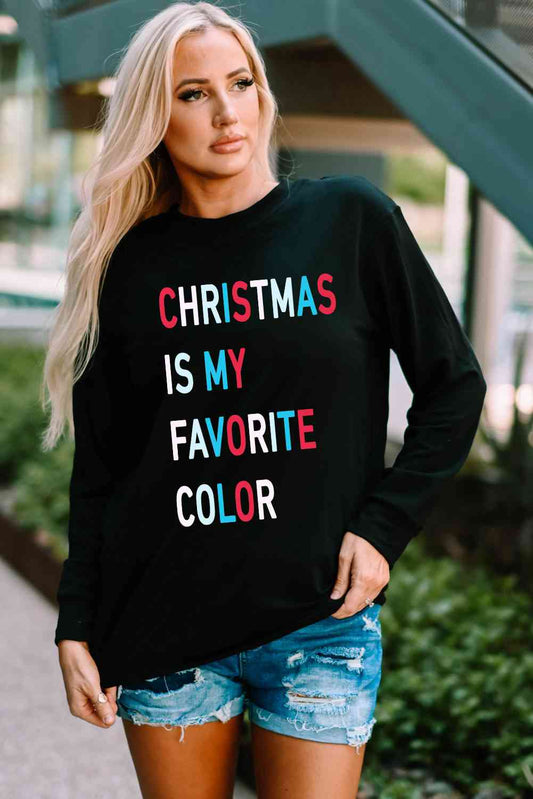 swvws CHRISTMAS IS MY FAVORITE COLOR Graphic T-Shirt