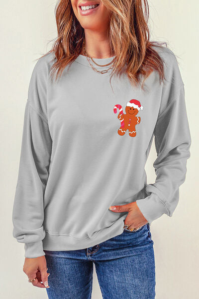 swvws Gingerbread Round Neck Dropped Shoulder Sweatshirt