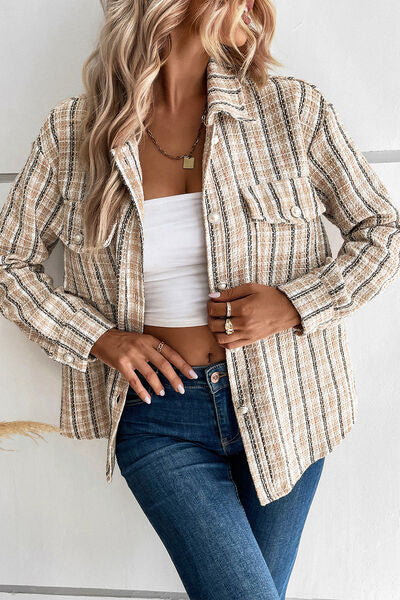 swvws Pocketed Button Up Collared Neck Jacket