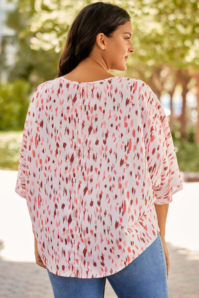 swvws Plus Size Printed V-Neck Blouse