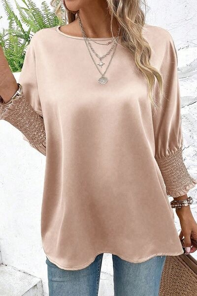 swvws Round Neck Batwing Sleeve Blouse