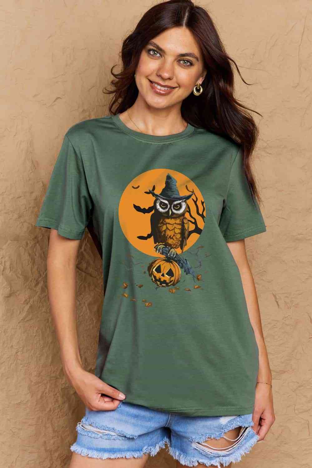 swvws Simply Love Full Size Holloween Theme Graphic Cotton T-Shirt