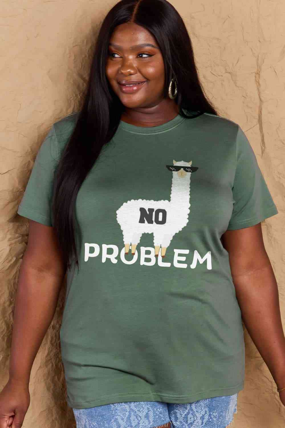 swvws Simply Love Full Size NO PROBLEM Graphic Cotton Tee