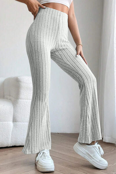 swvws Basic Bae Full Size Ribbed High Waist Flare Pants