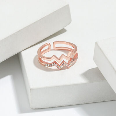 swvws Wave Shape Inlaid Zircon Open Ring