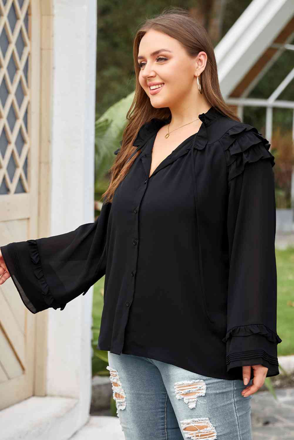 swvws Plus Size Button-Up Shirt