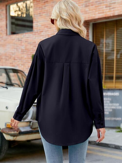 swvws Button Up Collared Neck Long Sleeve Shirt