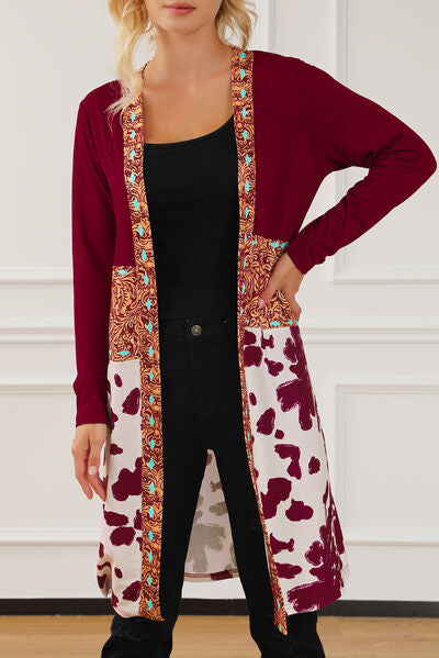 swvws Printed Long Sleeve Open Front Outerwear