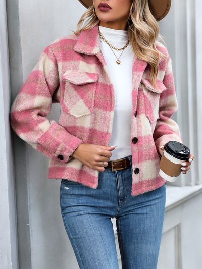 swvws Plaid Button Up Dropped Shoulder Jacket