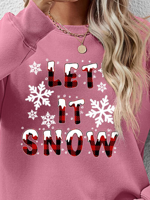 swvws LET IT SNOW Round Neck Long Sleeve Sweatshirt