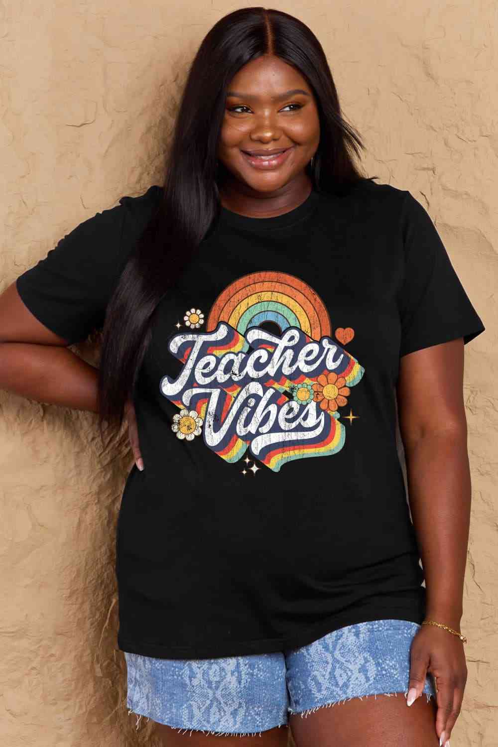 swvws Simply Love Full Size TEACHER VIBES Graphic Cotton T-Shirt