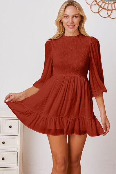 swvws Frill Balloon Sleeve Ruffle Hem Mini Dress