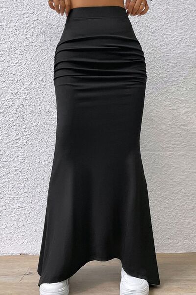 swvws Ruched Maxi Trumpet Skirt